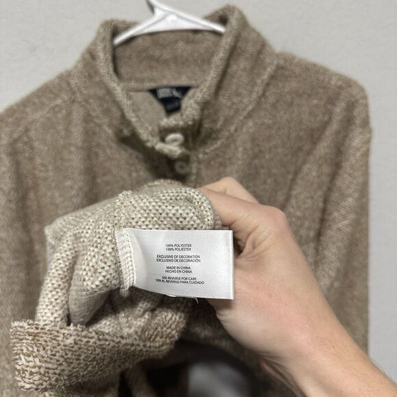 Eddie Bauer Women’s Pullover Sweater Size XXL Beige Tan Fleece‎ Mock Neck - Picture 6 of 9